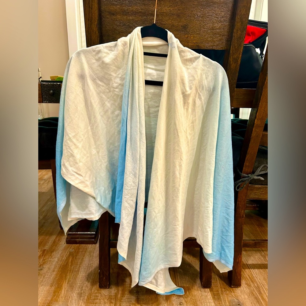 J. McLaughlin Blue & White Shawl/Wrap - 100% Cotton
